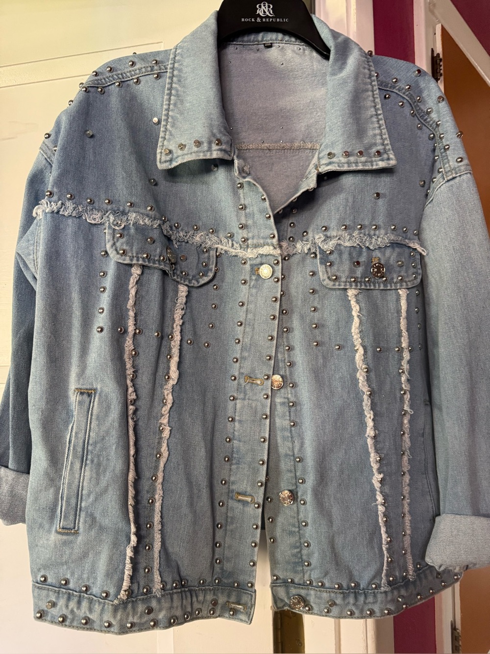 Studded Light Wash Denim Jacket. Brand new!!